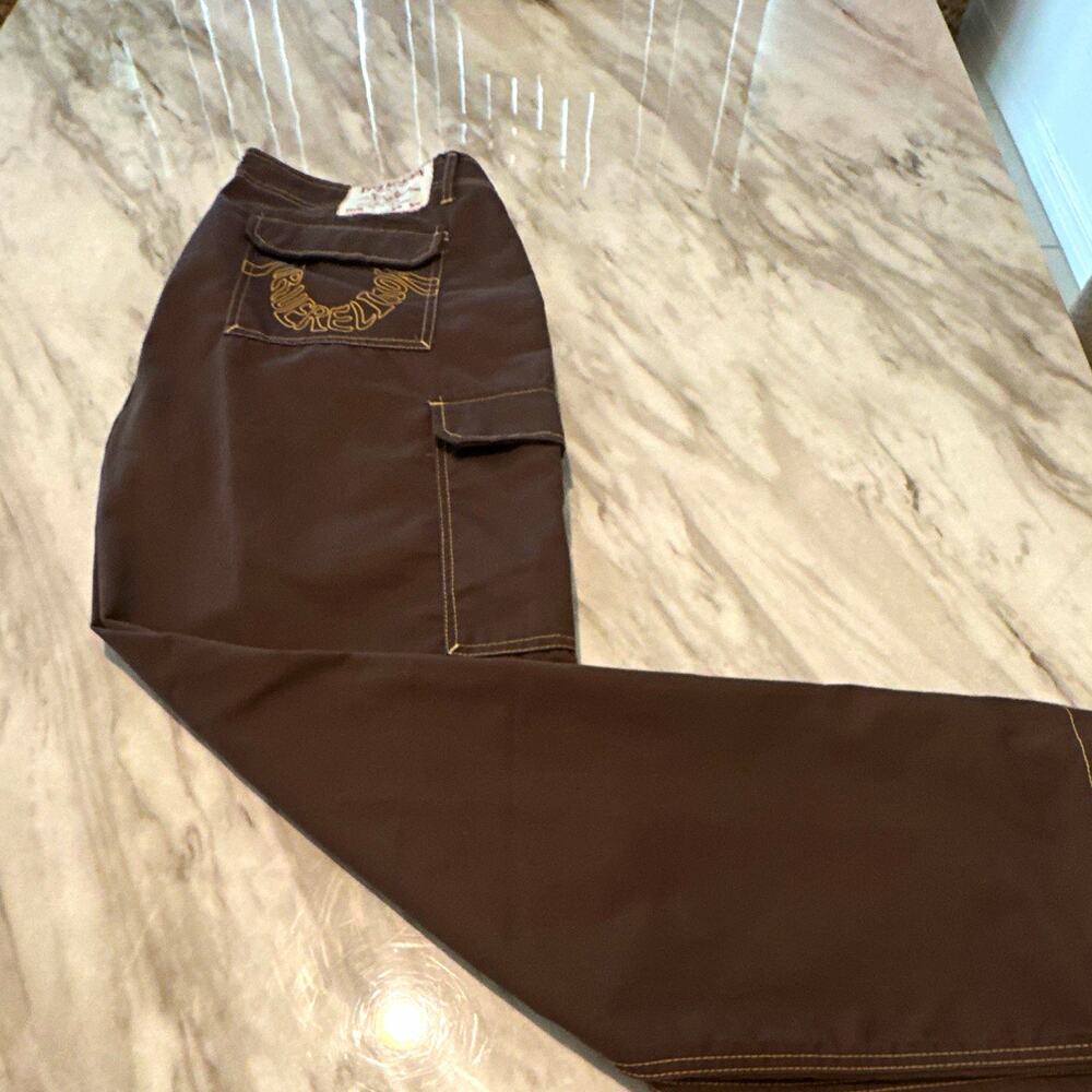 True Religion Men’s Brown Outline Cargo Pants Straight Leg 36x32 NWT